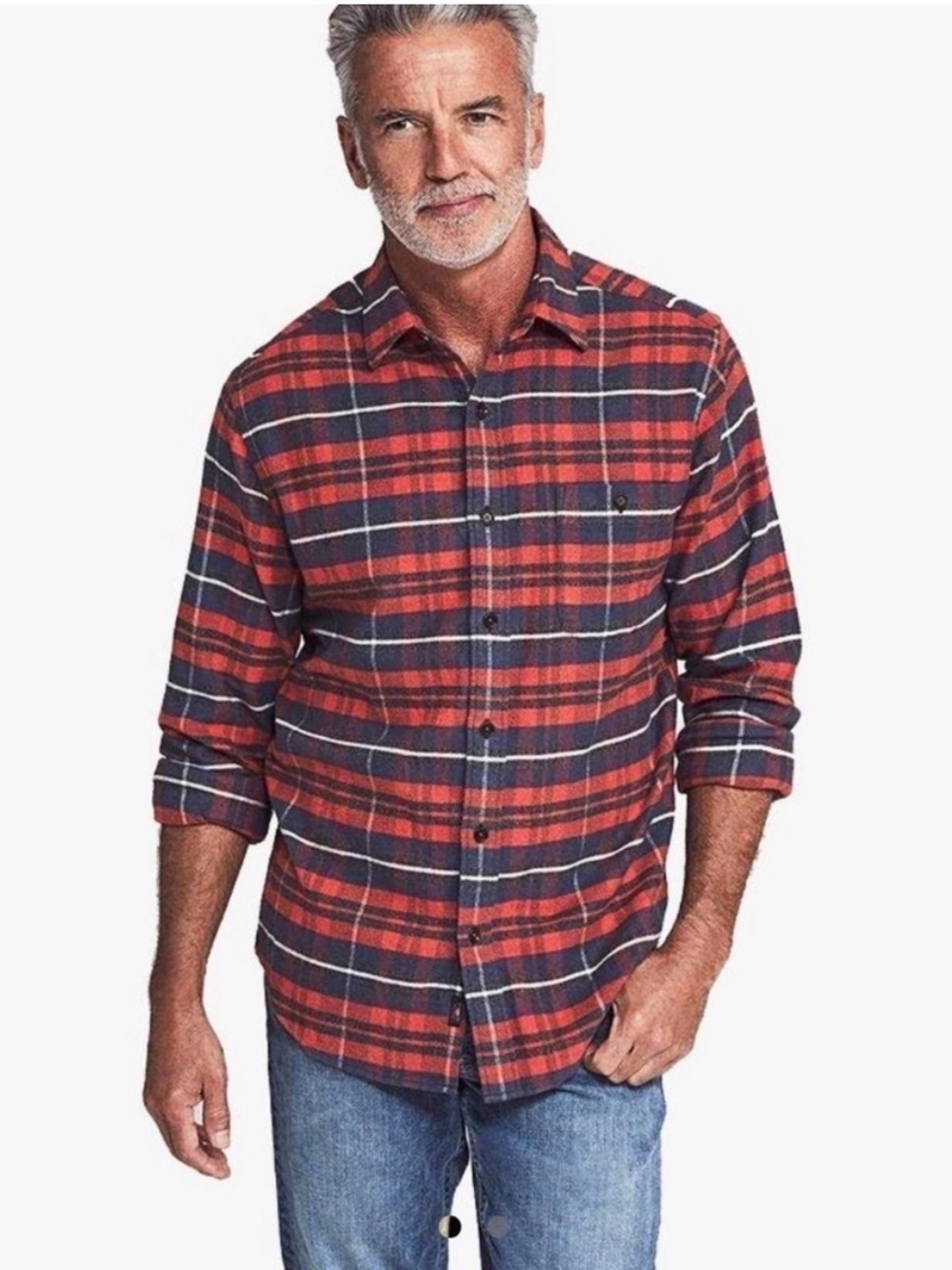Faherty Stretch Seaview Flannel Organic Cotton Shirt Cabin Preppy Size M